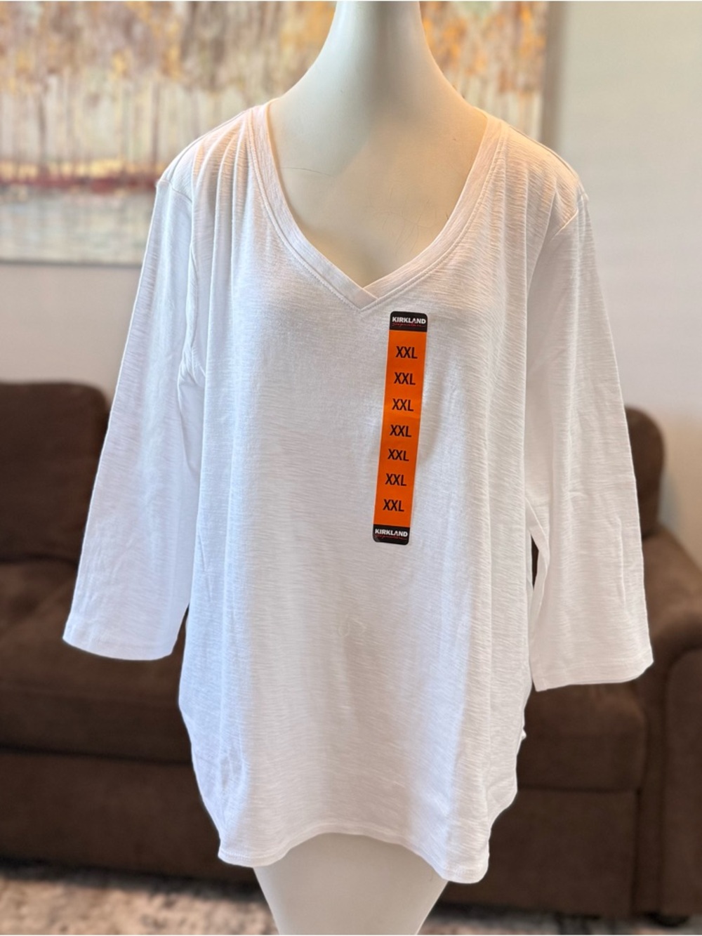 Kirkland Signature Women's 3/4 Sleeve V- Neck Slub Tee - Picture 7 of 10